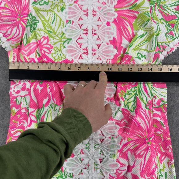 Lilly Pulitzer Maisie Stretch Shift Dress Womens 6 Floral Lace Trim Resort White - Picture 9 of 16